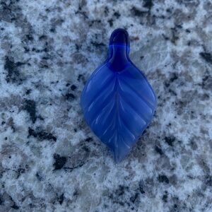 Vibrant Blue Leaf Glass Charm